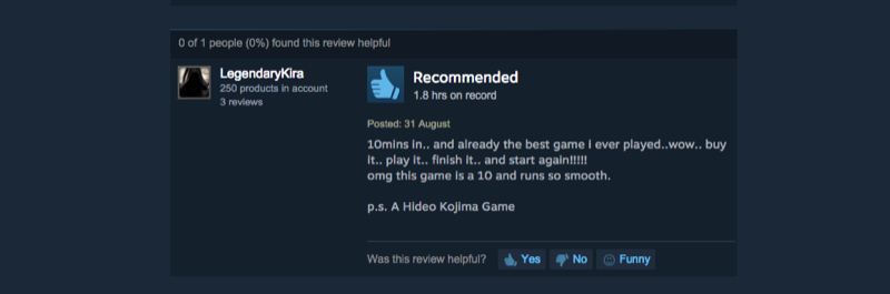 Illustration for article titled Metal Gear Solid V: The Phantom Pain, As Told by Steam Reviews